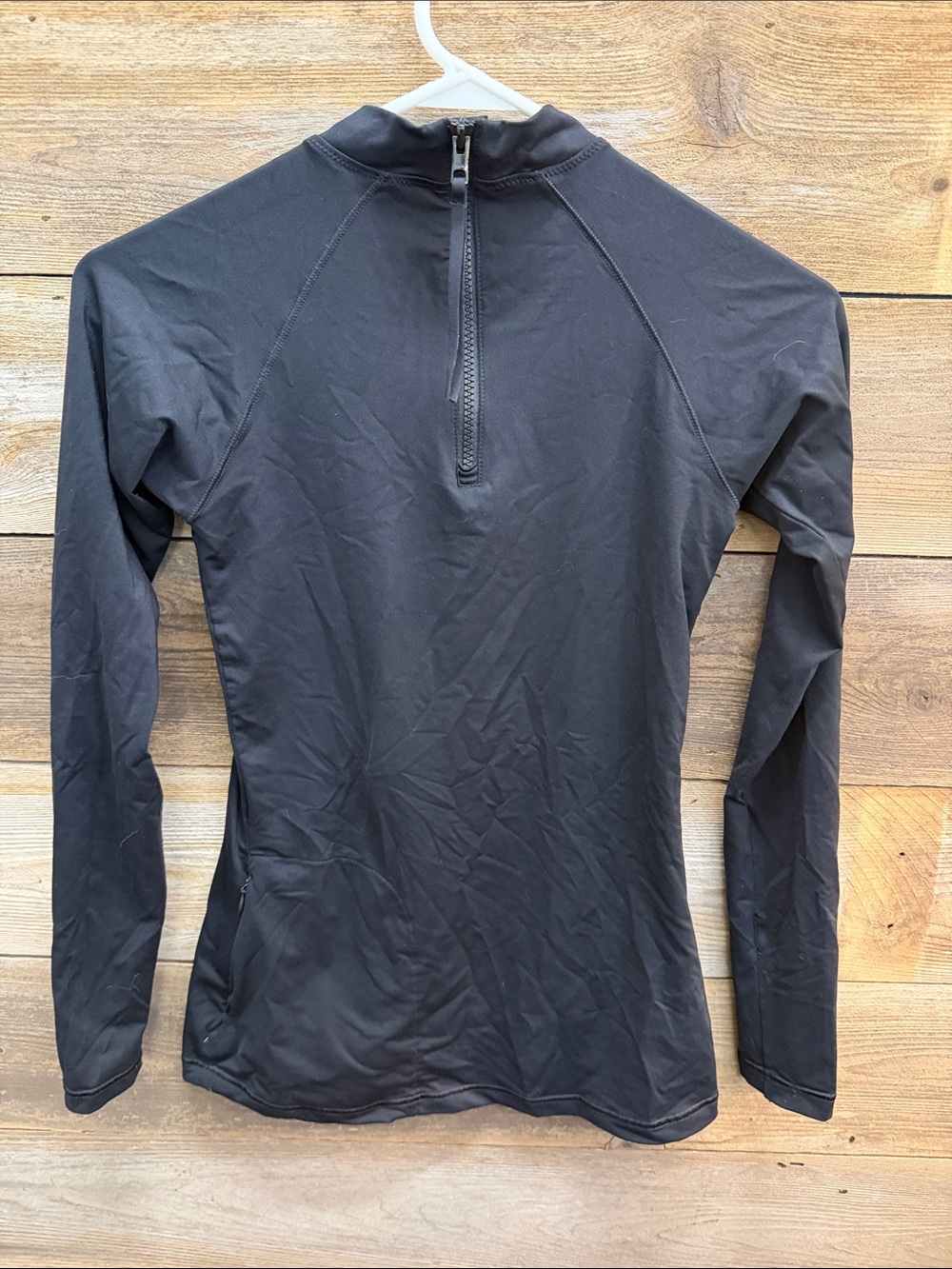 Athleta Black Long-Sleeve Swim Top with Back Zip